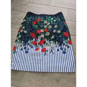 Women's Anthropologie Postmark Vertical Gardens‎ Floral Stripe Pencil Skirt Blue